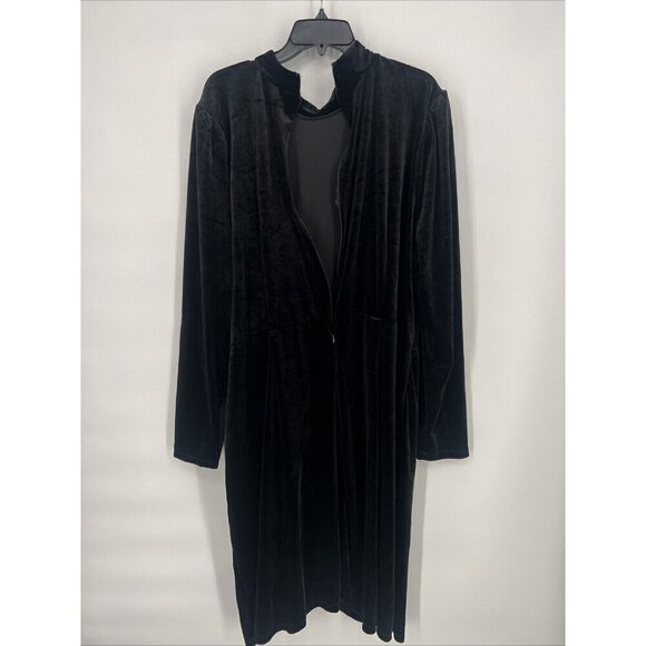 Eloquii Womens Plus Size 26 Black Stretch Velvet Short Dress Wrap Cocktail - Picture 6 of 9